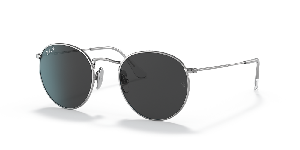 Ray-Ban RB8247 Round Titanium 50 Polarized Black & Silver Polarized  Sunglasses | Sunglass Hut USA