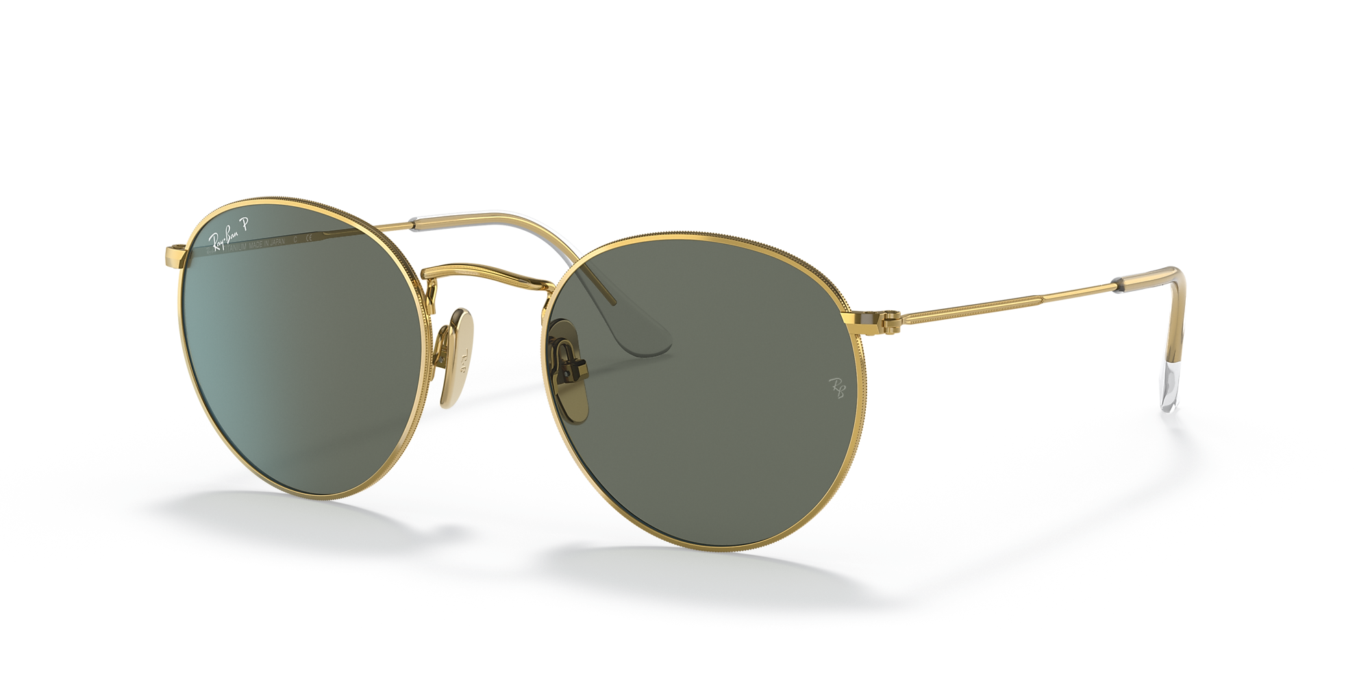 Ray-Ban RB8247 Round Titanium 47 Green & Gold Polarised Sunglasses ...