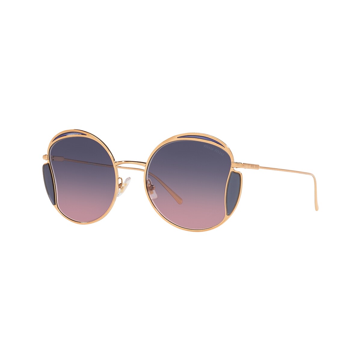 MIU MIU MU 56XS Brass - Woman Luxury Sunglasses, Pink Gradient Blue Lens