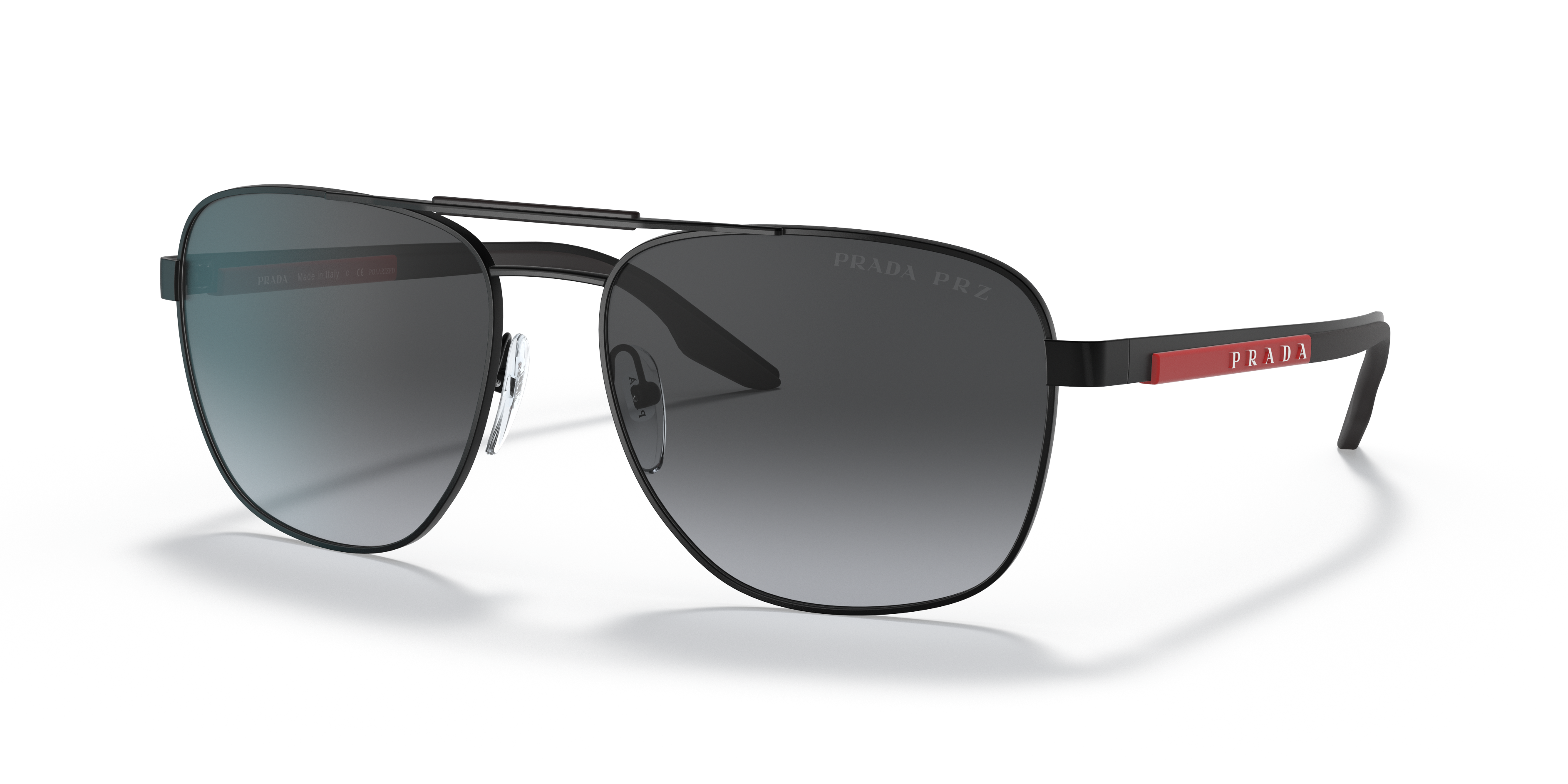 Prada Linea Rossa Polarized Grey Mirror Silver Gradient Rectangular Mens  Sunglasses PS 54IS 1AB2F2 65