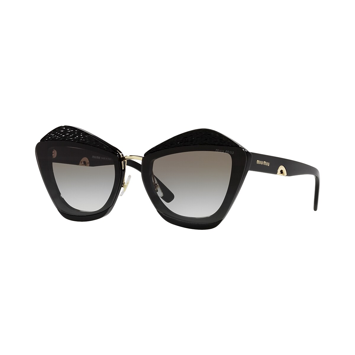 MIU MIU MU 01XS Black - Women Luxury Sunglasses, Grey Gradient Lens