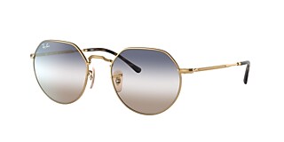 Ray-Ban RB3565 Jack 53 Clear/Blue & Gold Sunglasses | Sunglass 
