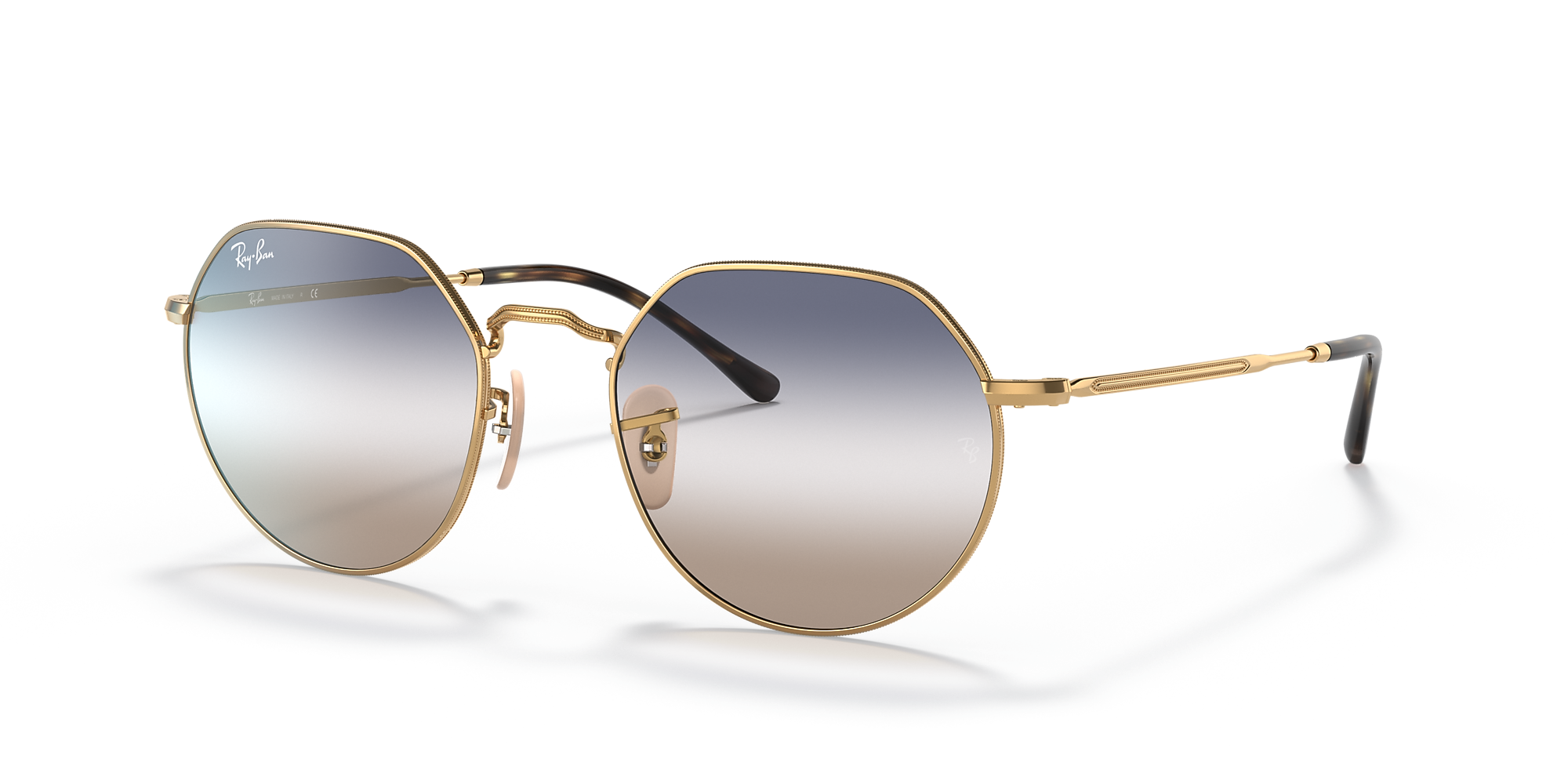 RayBan RB3565 Jack 53 Clear/Blue & Gold Sunglasses Sunglass Hut USA