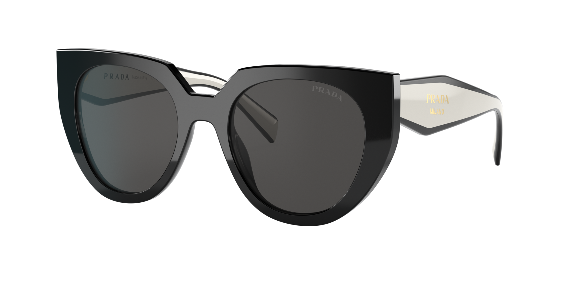 Prada Woman Sunglass PR 14WSF - Frame color: Black/Talc, Lens color: Dark Grey