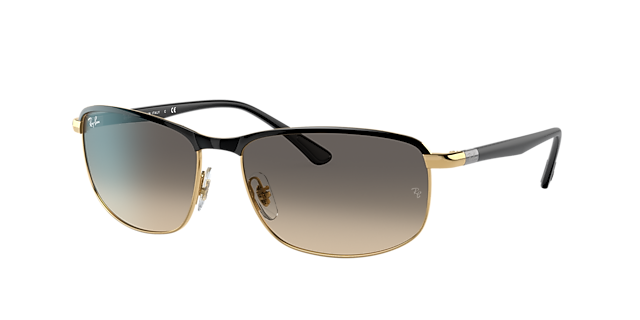 Ray-Ban RB3671 60 Light Grey Gradient & Black On Gold Sunglasses