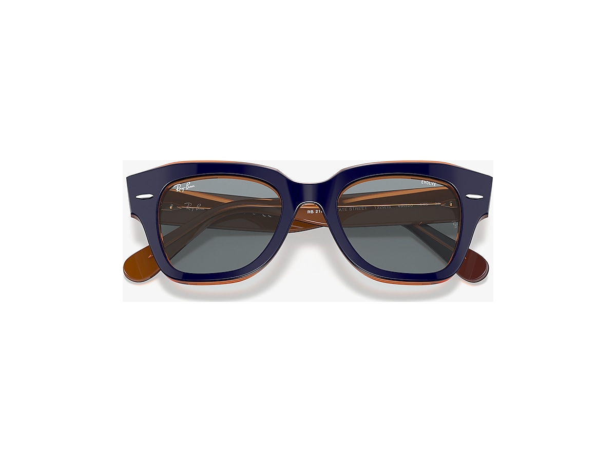 Ray-Ban RB2186 State Street Orange Fluo 49 Blue & Blue On Orange Sunglasses  | Sunglass Hut Australia