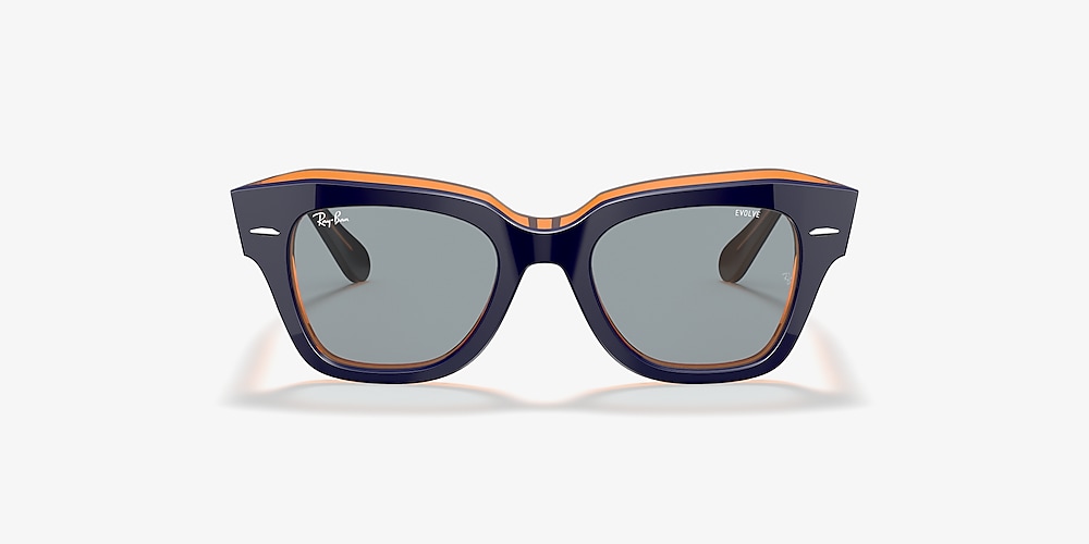 Ray-Ban RB2186 State Street Orange Fluo 49 Blue & Blue On Orange Sunglasses  | Sunglass Hut Australia