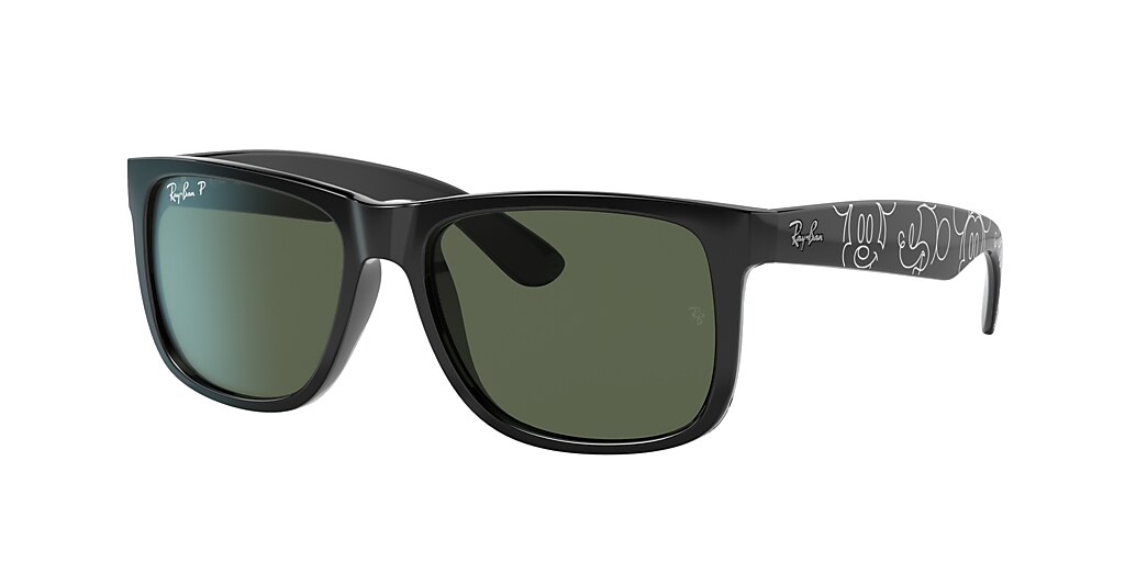 Ray-Ban RB4165 Justin Mickey D20 54 Polarized Dark Green & Black ...