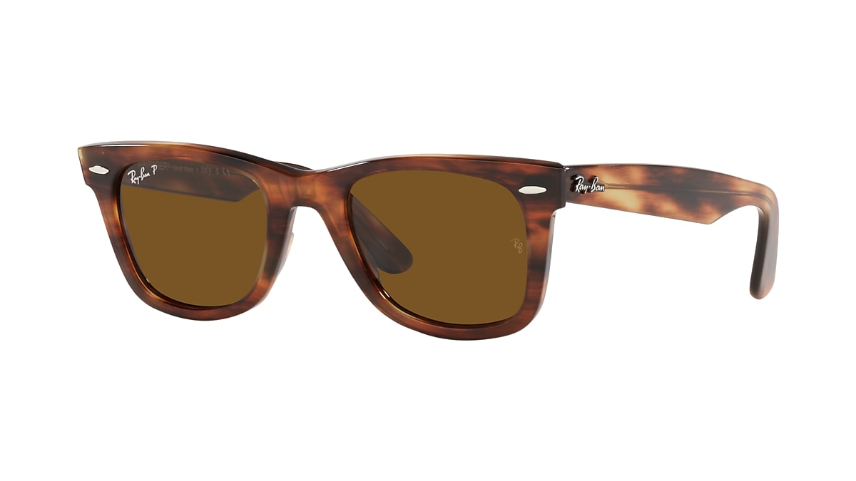 Ray-Ban RB2140 Original Wayfarer 50 Brown & Striped Havana Polarized Sunglasses | Sunglass Hut USA