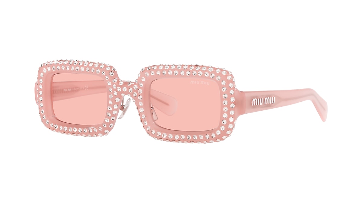 MIU MIU MU 09XS Pink Opal - Woman Luxury Sunglasses, Light Pink Lens