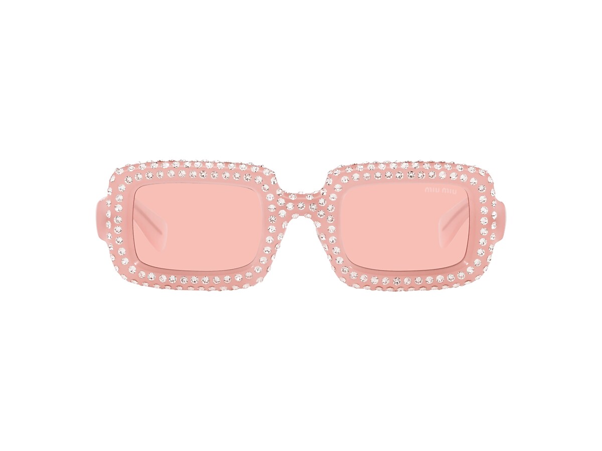 MIU MIU MU 09XS Pink Opal - Woman Luxury Sunglasses, Light Pink Lens