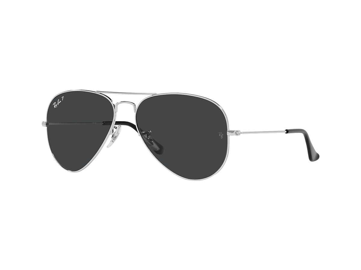 droog feedback hoop Ray-Ban RB3025 Aviator Large Metal 58 Black & Silver Polarized Sunglasses |  Sunglass Hut USA
