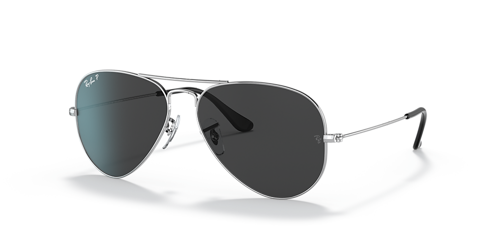 Ray-Ban RB3025 Aviator Large Metal Silver - Sunglasses, Black Lens
