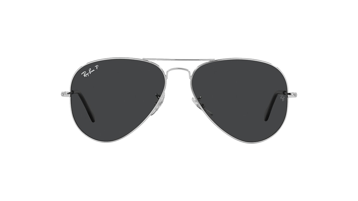 Kostbar Konvertere håndflade Ray-Ban RB3025 Aviator Large Metal 58 Black & Silver Polarized Sunglasses |  Sunglass Hut USA