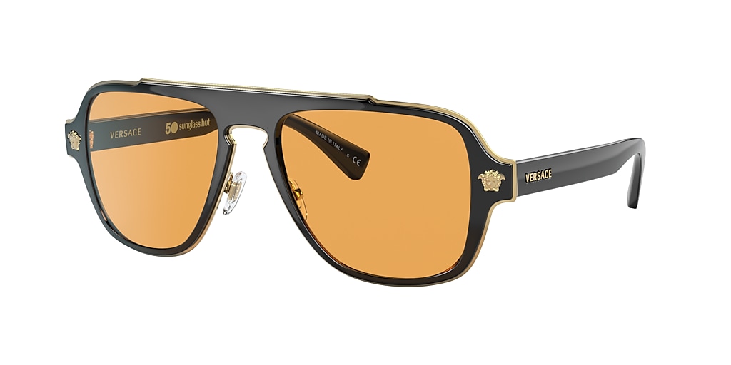 Versace VE2199 56 Orange & Black Sunglasses | Sunglass Hut Australia