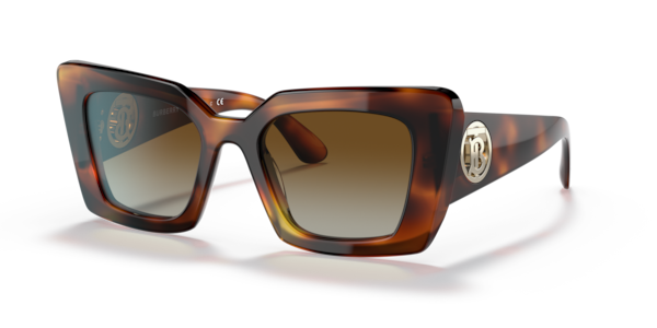 Óculos de sol Burberry Daisy, formato retangular, armação em acetato tartaruga, lente marrom