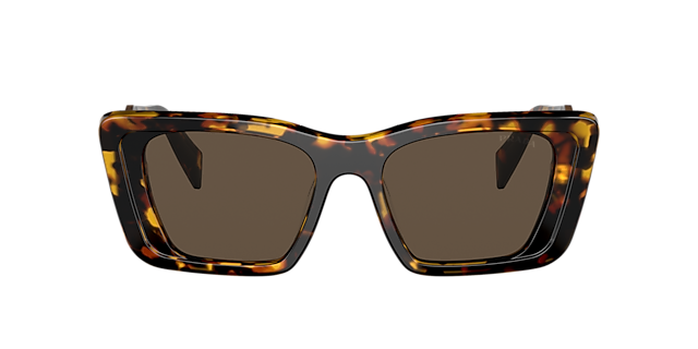 Prada PR 08YS 51 Dark Brown & Honey Tortoise Sunglasses 