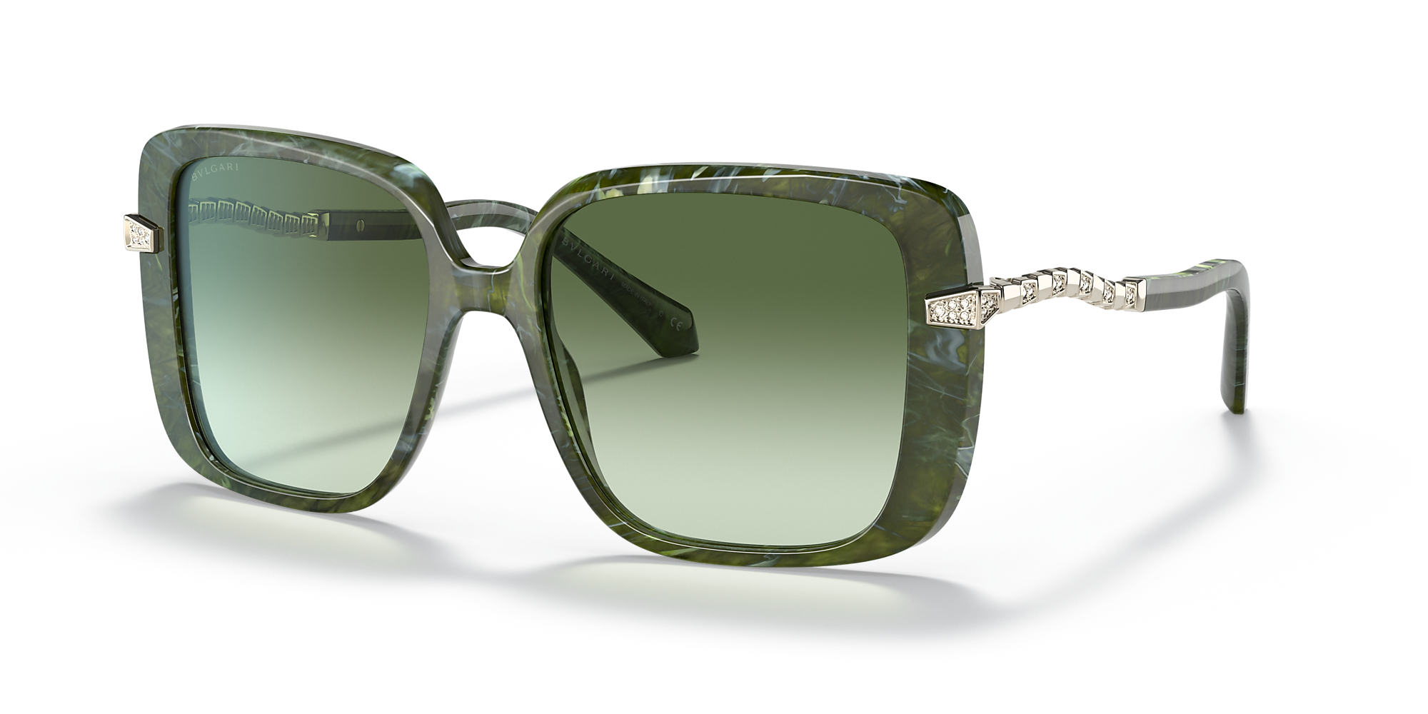 Bvlgari BV8237B 55 Green Gradient & Marble Green Sunglasses Sunglass