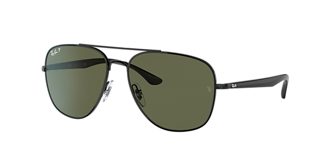 Black Ray-Ban Sunglass Green USA Polarized RB3683 56 | Hut Sunglasses &