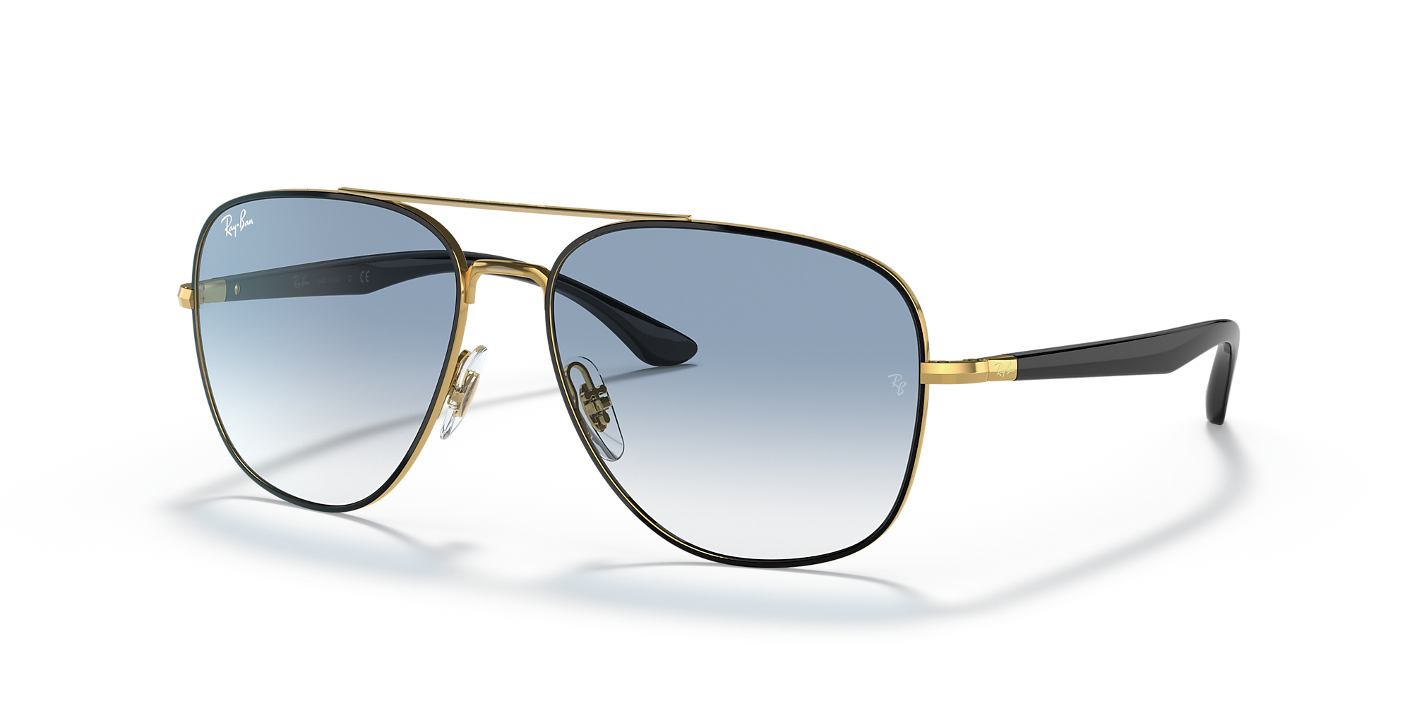 Ray-Ban RB3683 56 Blue & Black On Gold Sunglasses | Sunglass Hut USA
