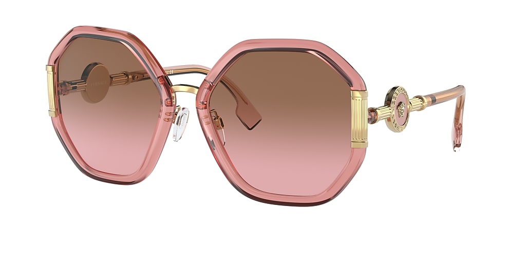 Versace VE4413 60 Pink Gradient Brown & Transparent Pink Sunglasses ...