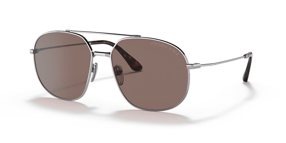 Prada PR 51YS 58 Polar Brown & Gunmetal Polarized Sunglasses 