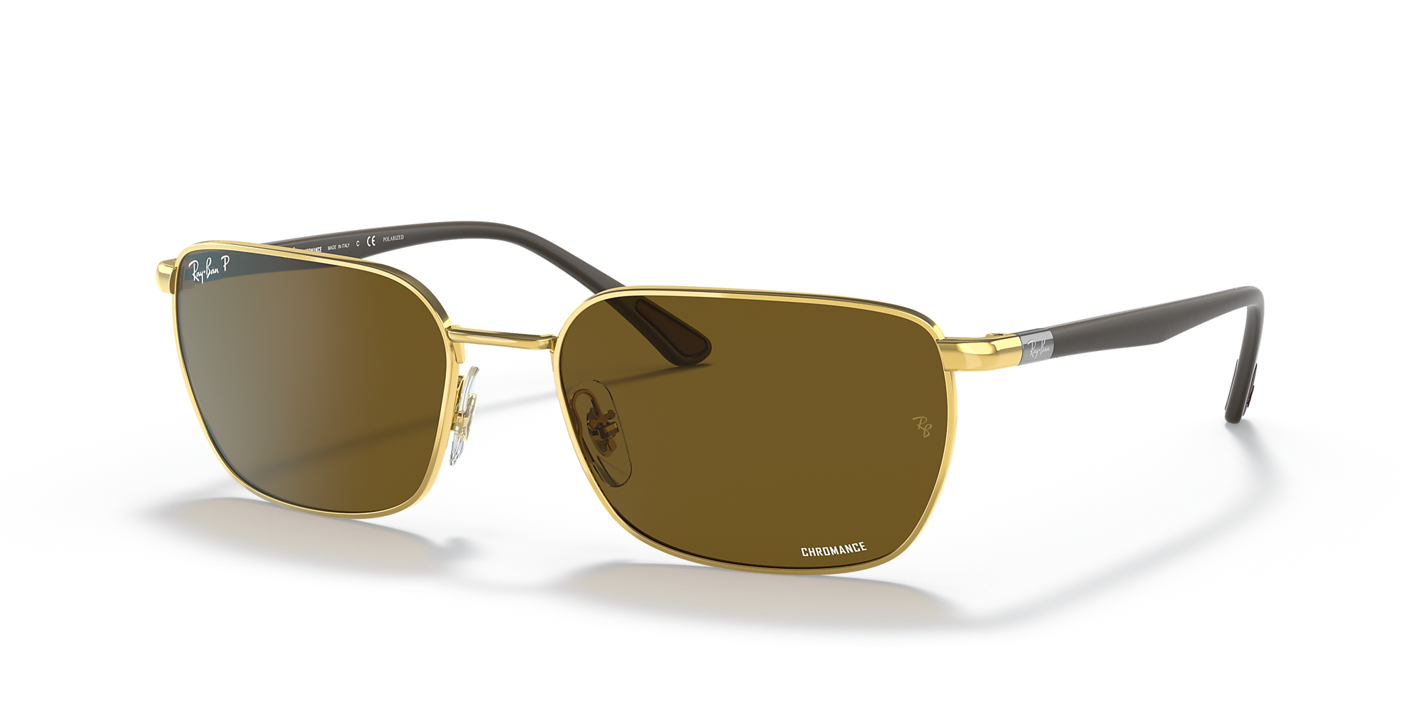 RayBan RB3684CH Chromance 58 Brown & Gold Polarised Sunglasses