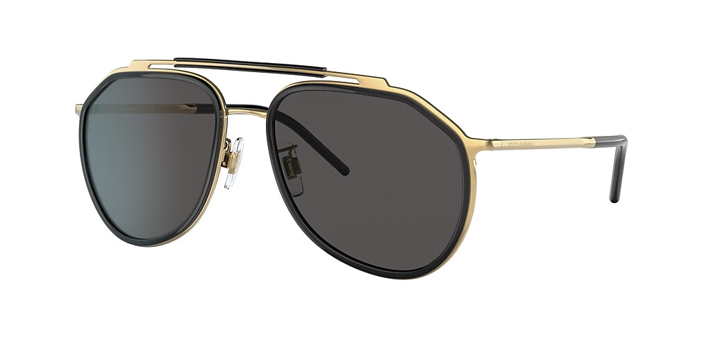 Dolce&Gabbana DG2277 57 Dark Grey & Gold/Black Sunglasses | Sunglass ...