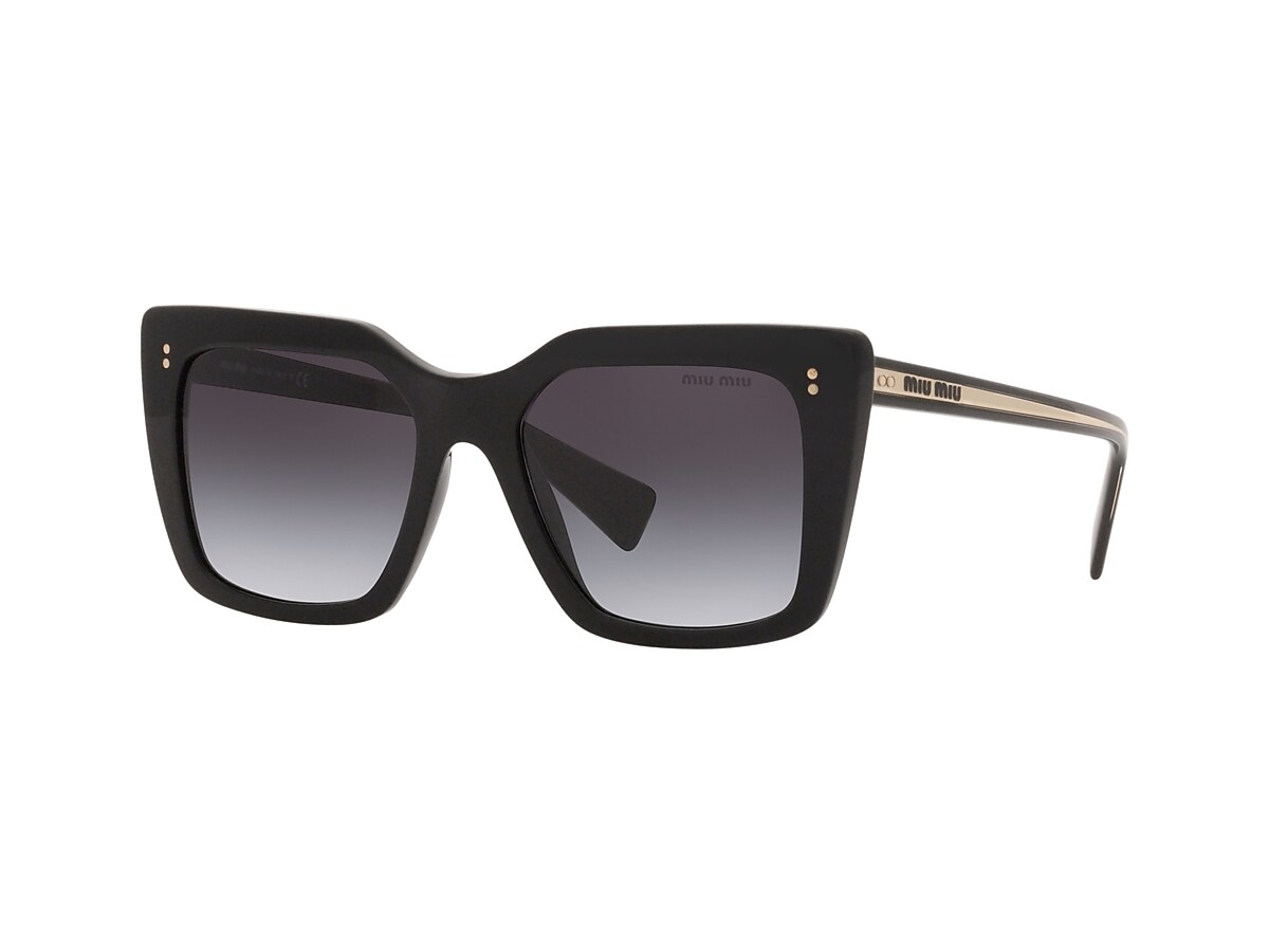 MIU MIU MU 02WS Black - Woman Luxury Sunglasses, Grey Gradient Lens
