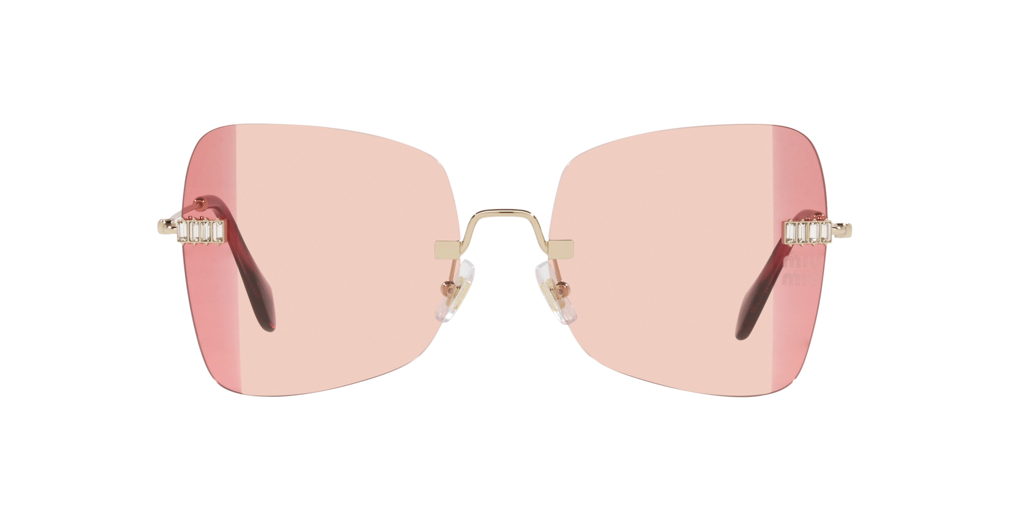 pink square rimless sunglasses