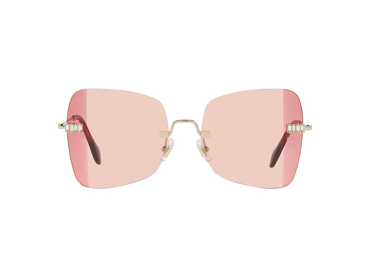 MIU MIU MU 50WS Pale Gold - Women Luxury Sunglasses, Pink Gradient Sharp  Violet Lens