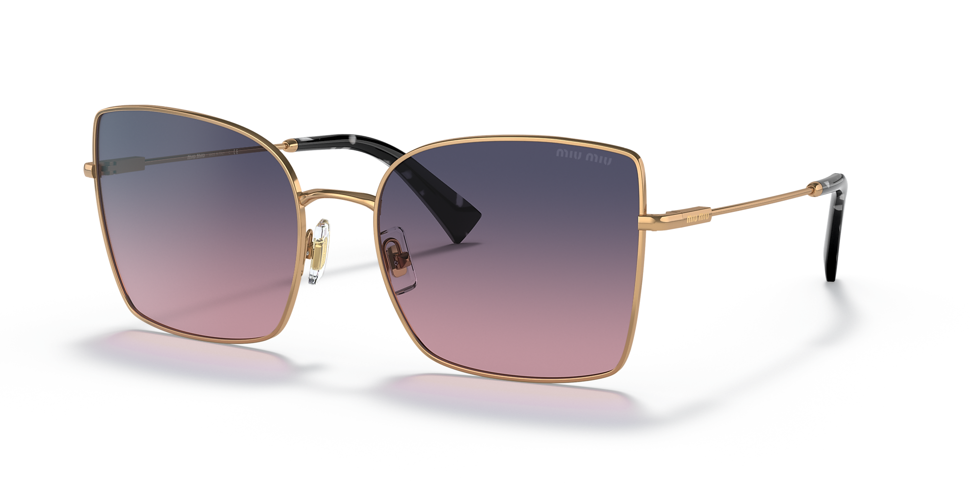 Miu Miu MU 51WS 59 Pink Gradient Blue & Antique Gold Sunglasses