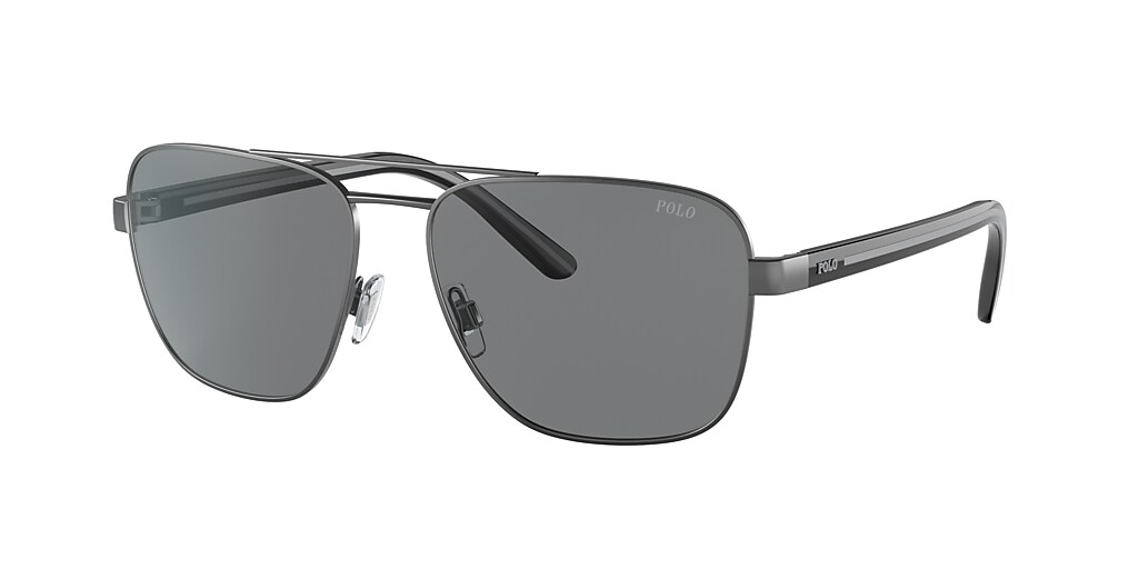 Polo Ralph Lauren PH3138 59 Grey & Semi Shiny Dark Gunmetal Sunglasses ...