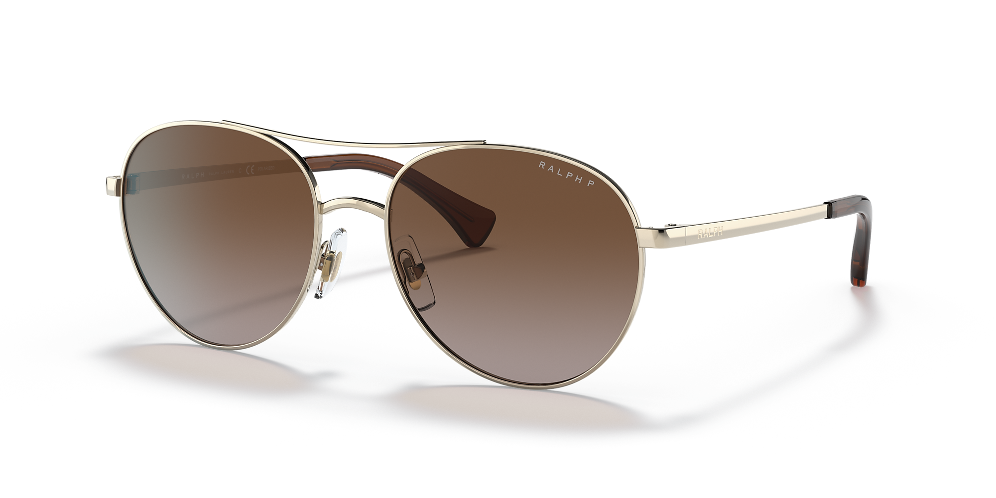 Ralph RA4135 55 Brown Gradient & Shiny Pale Gold Polarized Sunglasses ...