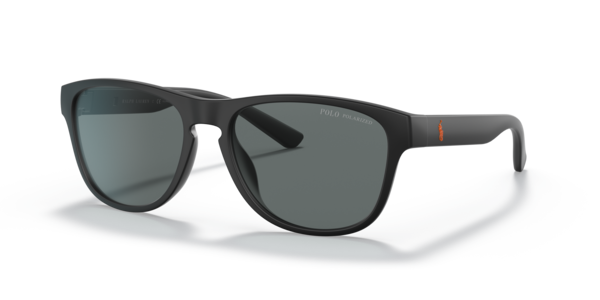Óculos de sol Polo Ralph Lauren PH4180U, formato retangular, armação em acetato preto, lente cinza