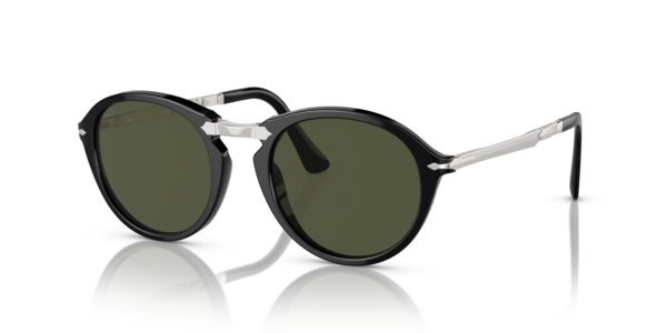 Óculos de sol Persol PO3274S, formato oval, armação em acetato preto, lente verde