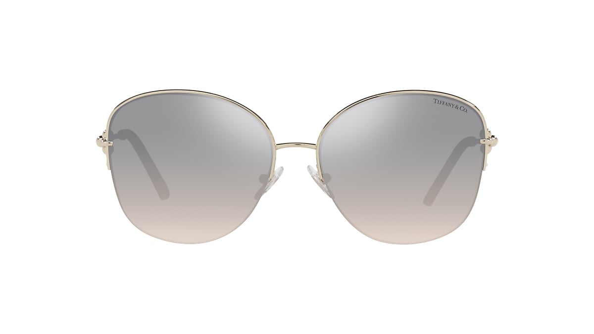 TIFFANY & CO. TF3082 Pale Gold - Women Luxury Sunglasses, Gradient Blue  Mirror Silver Lens