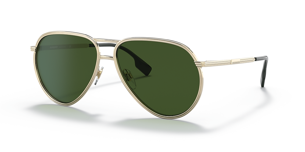 Burberry BE3135 Scott 59 Green & Light Gold Sunglasses | Sunglass Hut USA