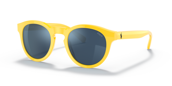 Óculos de sol Polo Ralph Lauren PH4184, formato oval, armação em acetato amarelo, lente azul espelhada