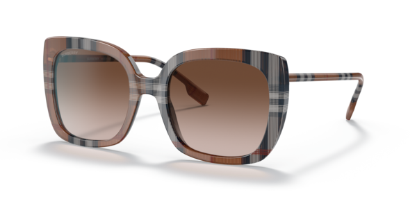 Óculos de sol Burberry Caroll BE4323, formato retangular, armação em acetato marrom, lente marrom