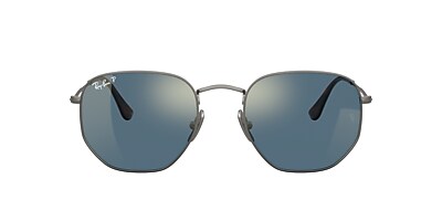 Ray-Ban RB8148 Hexagonal Titanium 51 Polarized Blue Mirror Gold