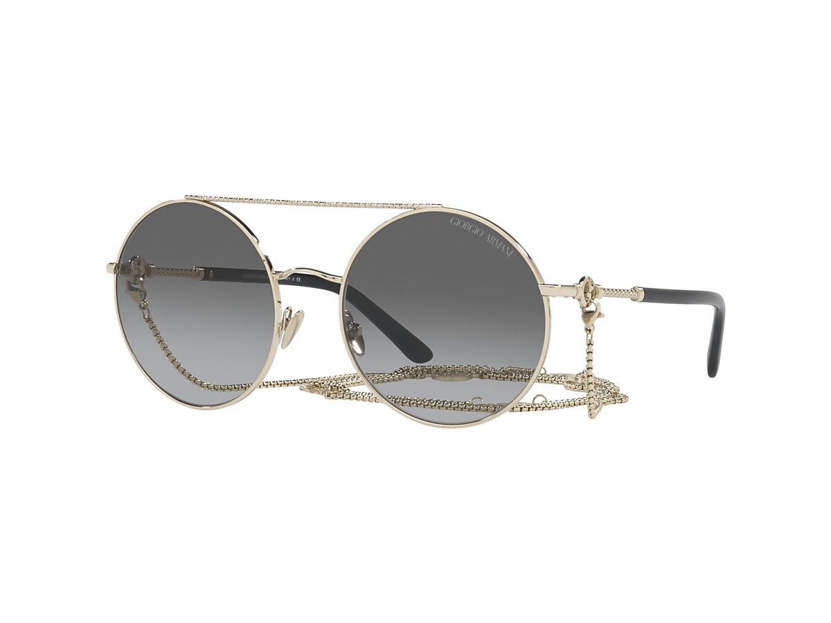 Giorgio Armani AR6135 56 Gradient Grey & Pale Gold Sunglasses 