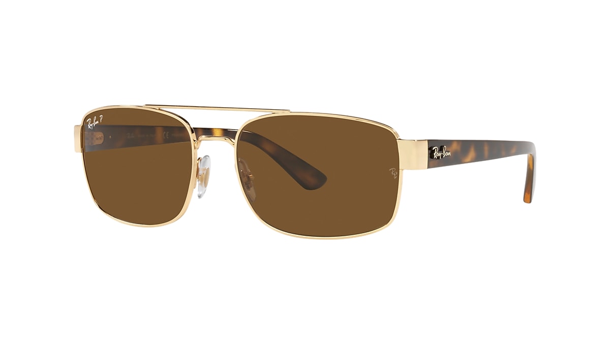 Ray-Ban RB3687 61 Brown & Gold Polarized Sunglasses