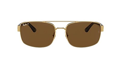 Ray-Ban RB3687 61 Brown & Gold Polarized Sunglasses | Sunglass Hut