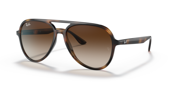 Óculos de sol Ray-Ban RB4376, formato quadrado, armação em injetado havana, lente marrom degradê