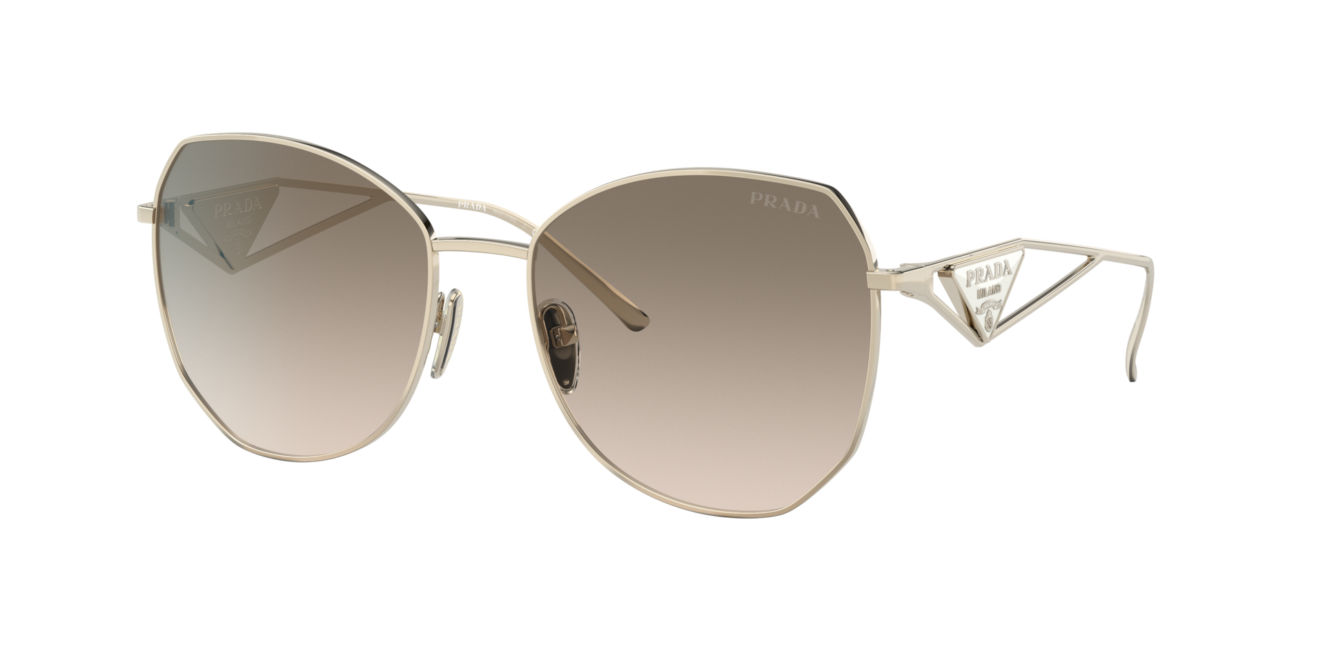 Prada Woman Sunglass PR 57YS - Frame color: Pale Gold, Lens color: Light Brown Grad Light Grey