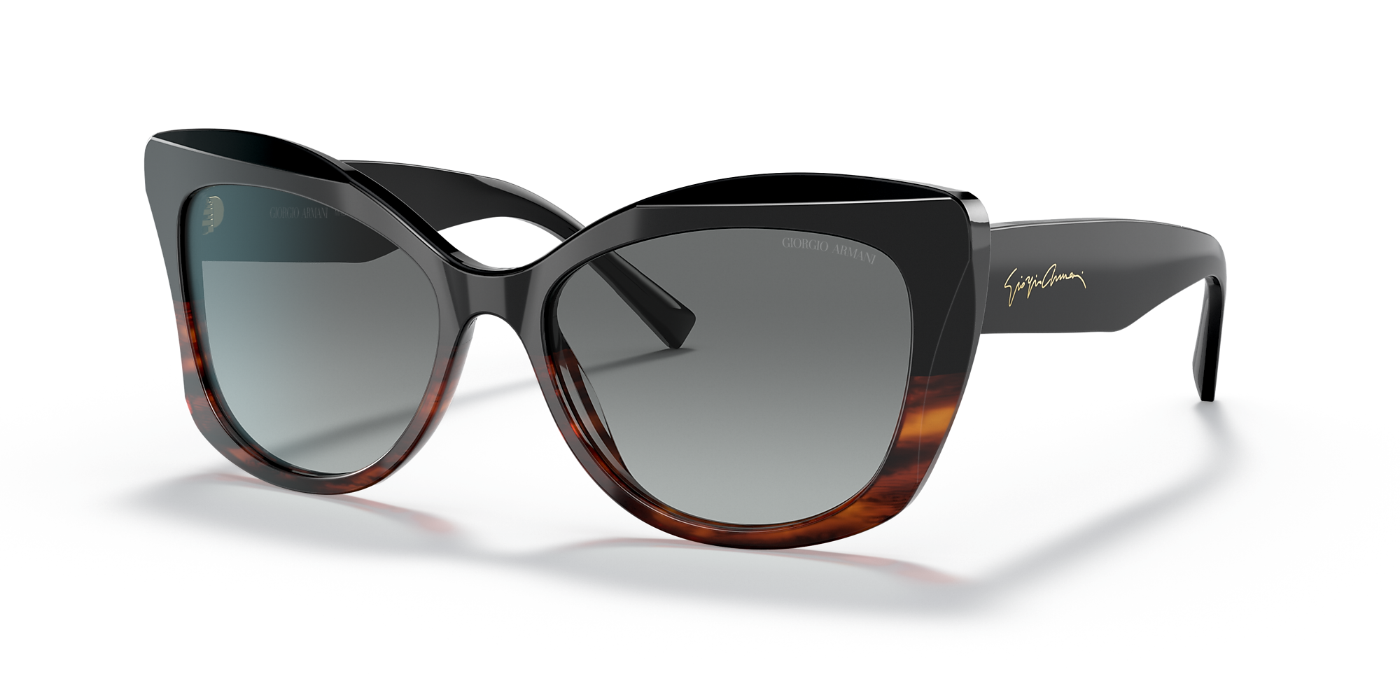 Giorgio Armani AR8161 56 Gradient Grey & Black/Striped Brown Sunglasses ...