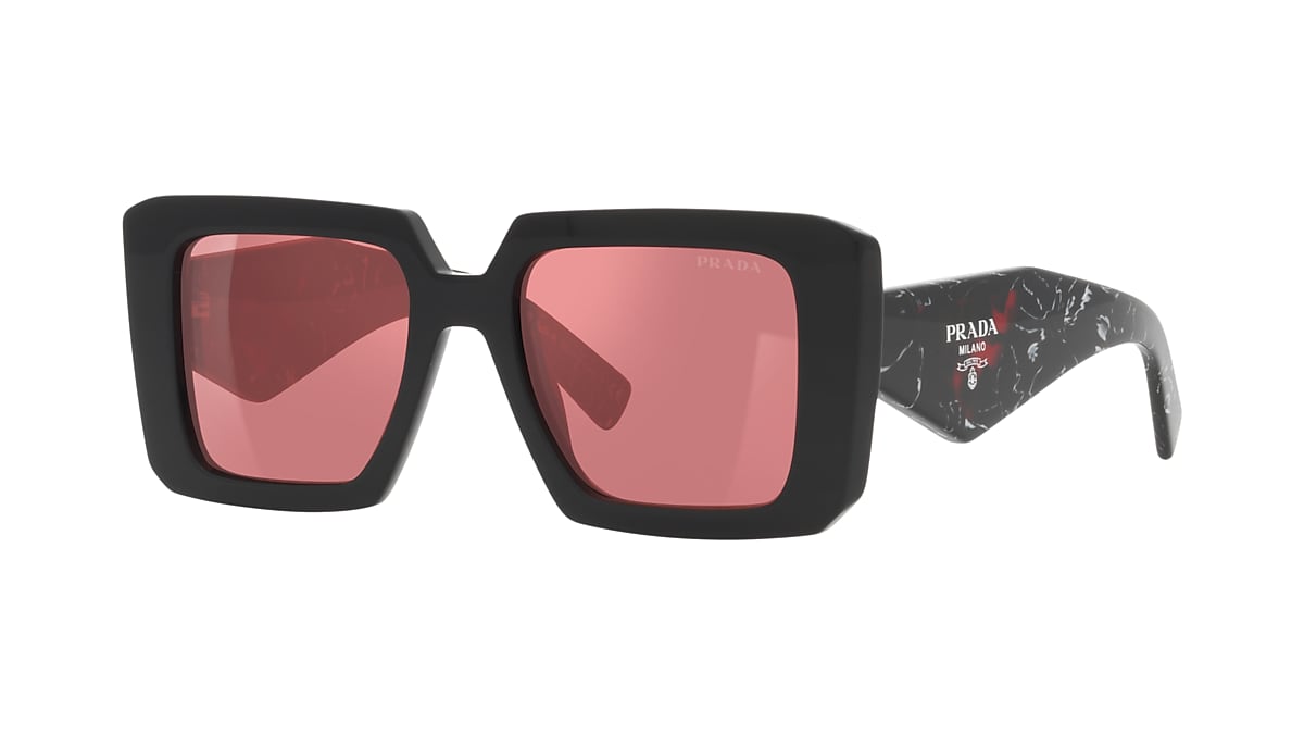 Prada PR 23YSF 52 Red Mirror Silver Internal & Black Sunglasses | Sunglass  Hut USA