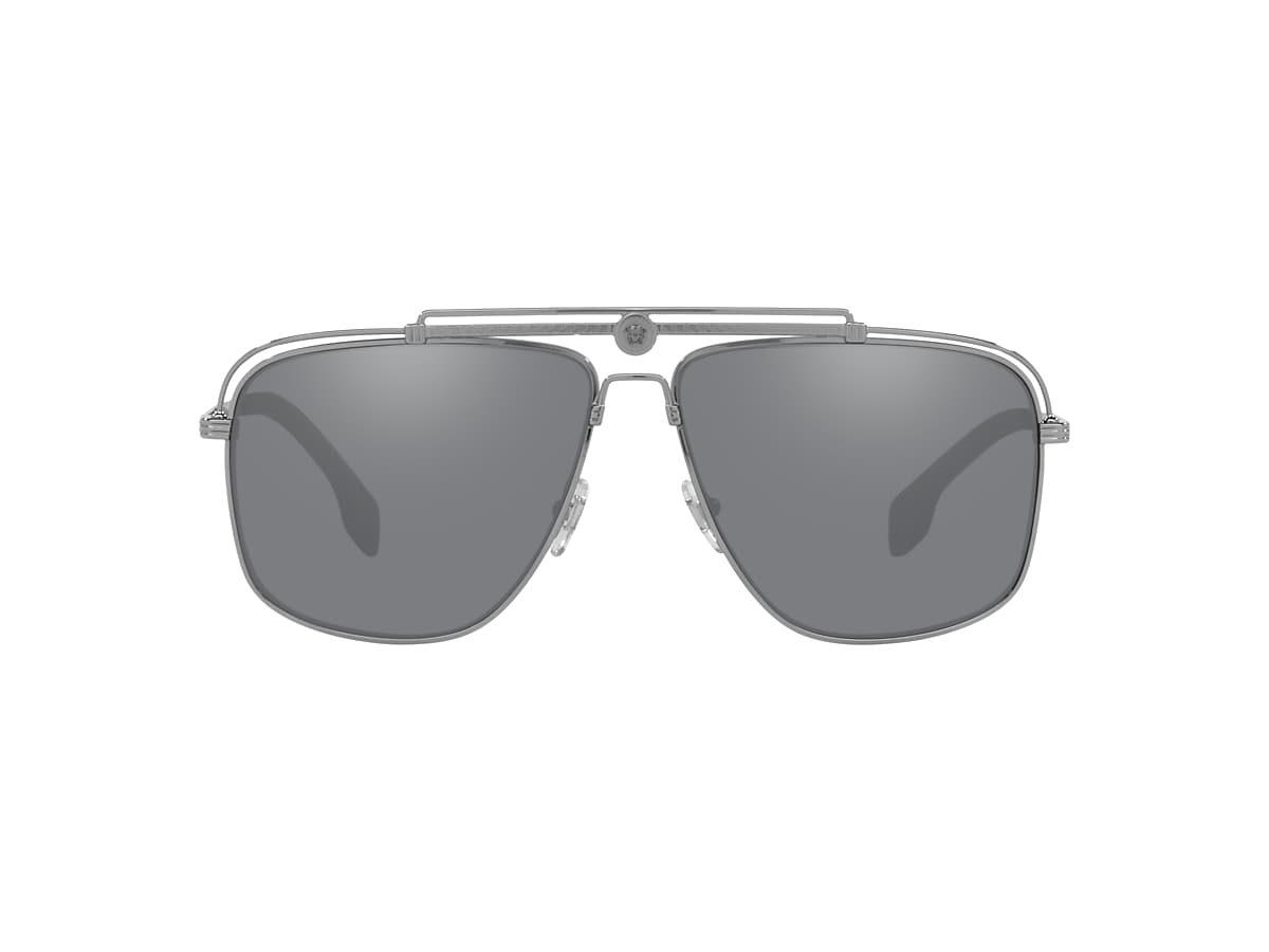 Versace VE2242 61 Light Grey Mirror Black & Gunmetal Sunglasses 