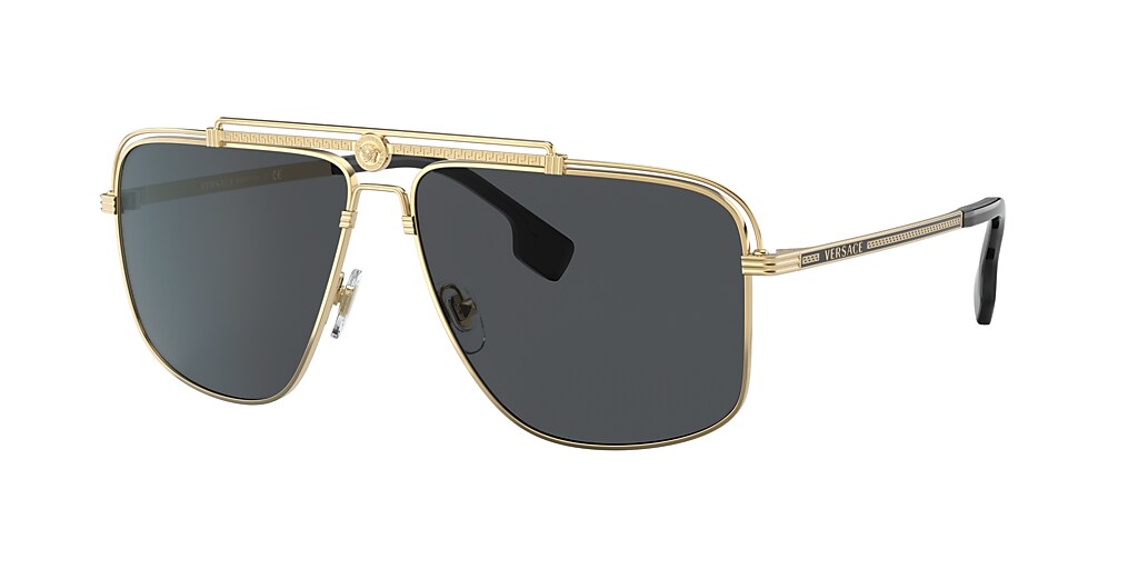 Versace VE2242 61 Dark Grey & Gold Sunglasses | Sunglass Hut Canada